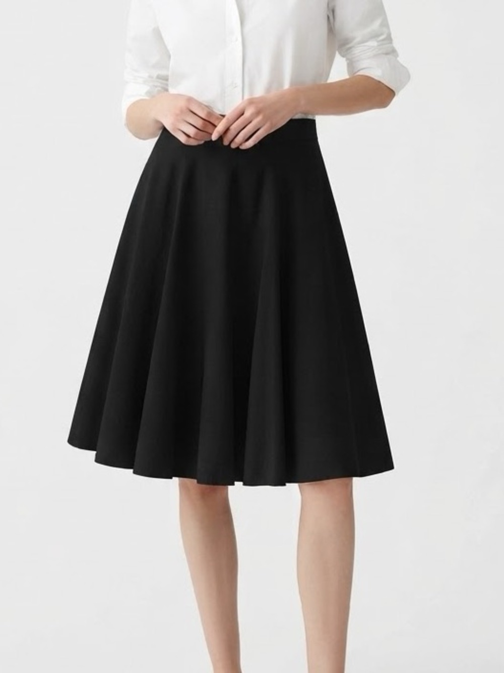 Club Monaco Jupe Belka A Line Flared Knee Length Skirt Black Flowy Swing